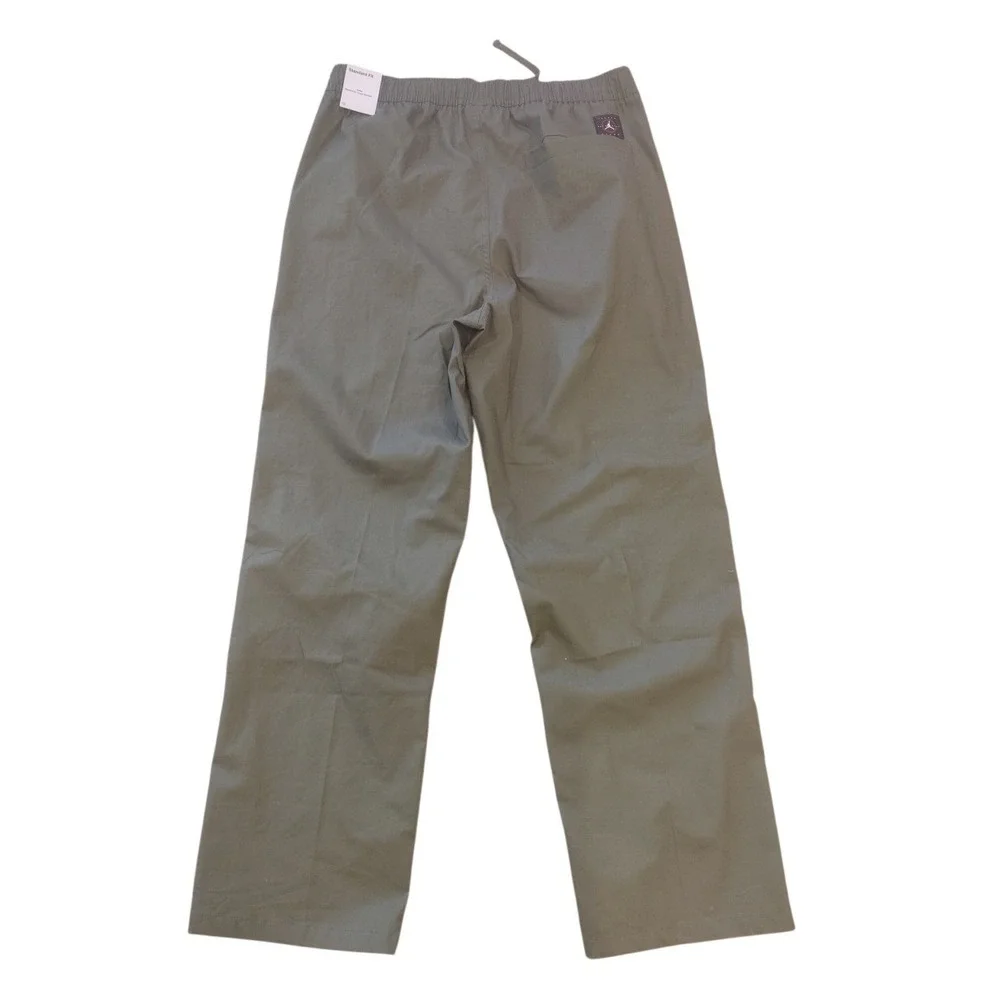 Jordan Mens Active Pants Khaki Elastic Waist Logo‎ Pockets Size L